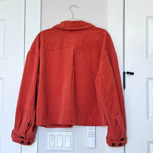 Anthropologie Avec Les Filles Relaxed Corduroy Shacket Pumpkin Fall Rust Sz L - Picture 10 of 14